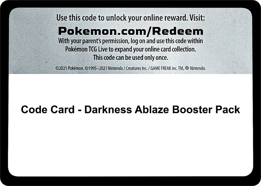 Pokemon Code Card Darkness Ablaze