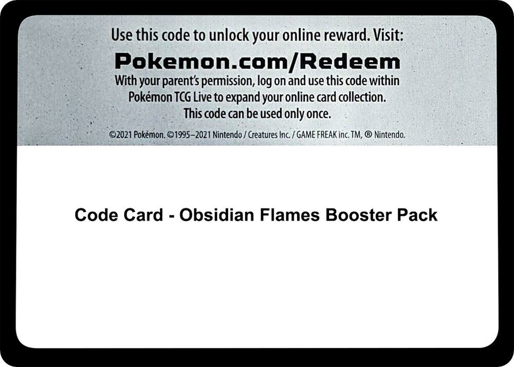 Pokemon Code Card Obsidian Flame