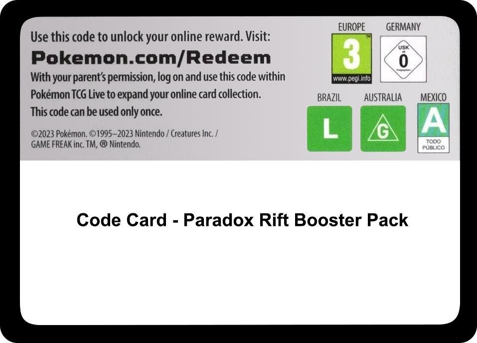 Pokemon Code Card Paradox Rift