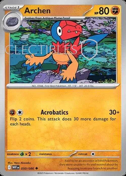 Pokemon White Flare 050/086 Archen Reverse Holo