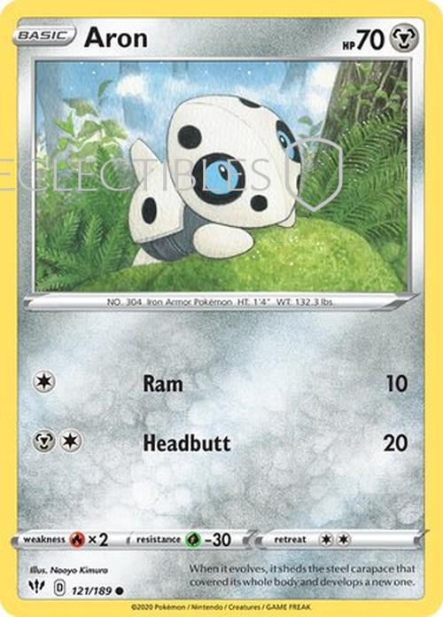 Pokemon Darkness Ablaze 121/189 Aron Reverse Holo