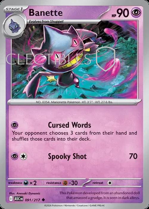 Pokemon Ascended Heroes 091/217 Banette Reverse Holo