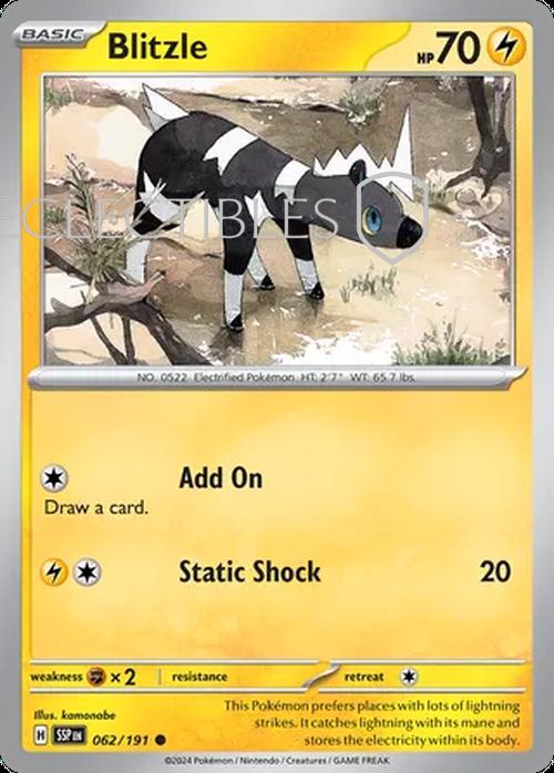 Pokemon Surging Sparks 062/191 Blitzle  Reverse Holo