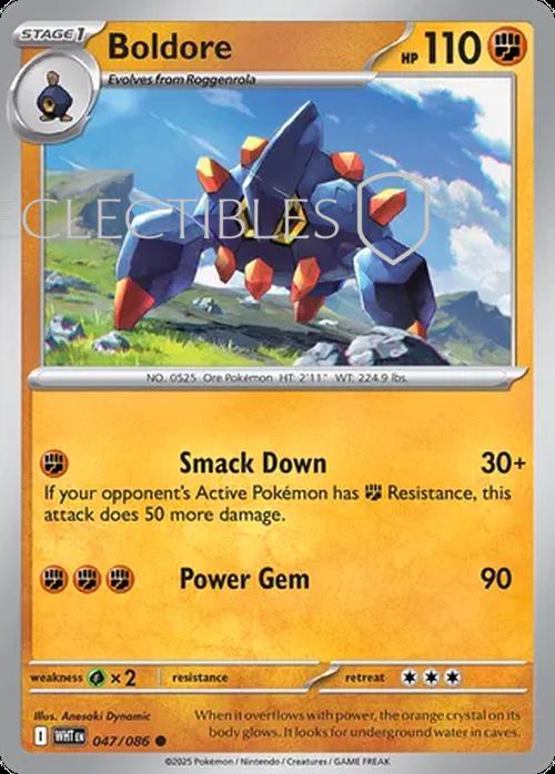 Pokemon White Flare 047/086 Boldore Reverse Holo