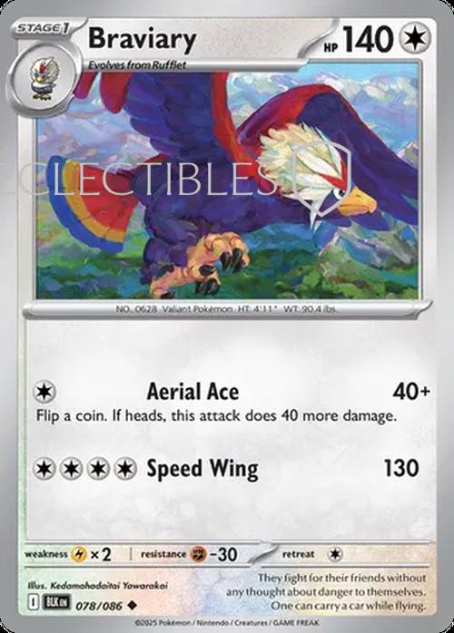 Pokemon Black Bolt 078/086 Braviary Reverse Holo