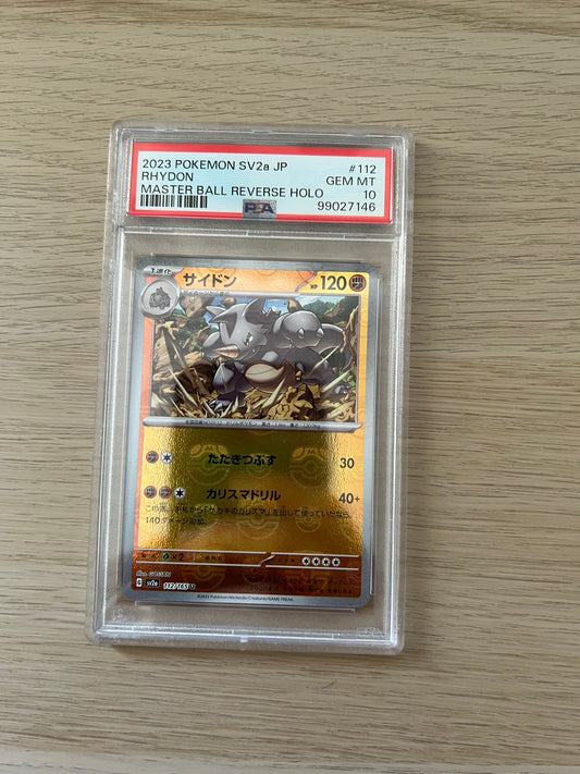 PSA 10 112/165 Rhydon Pokemon 151 Masterball Reverse Holo Japanese