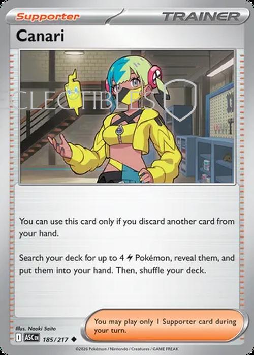 Pokemon Ascended Heroes 185/217 Canari Reverse Holo