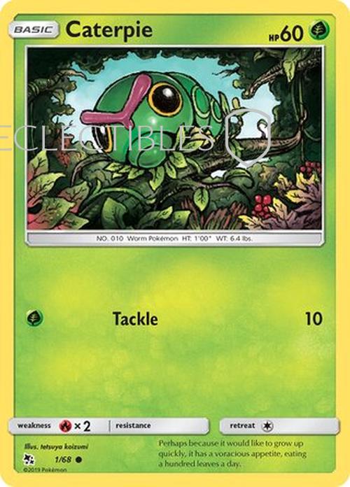 Pokemon Hidden Fates 01/68 Caterpie Reverse Holo