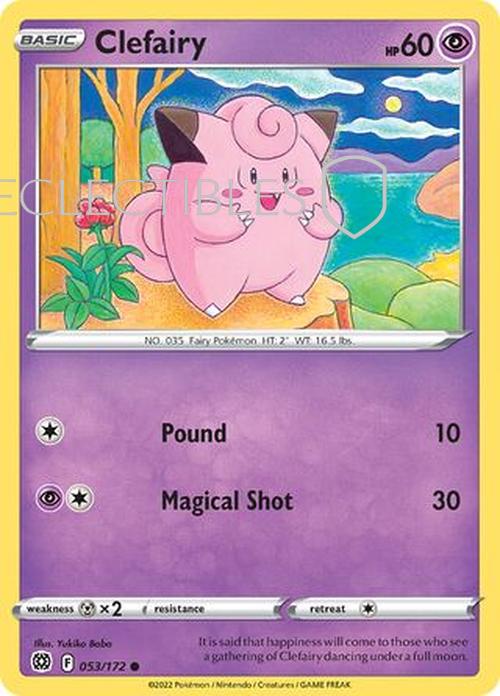 Pokemon Brilliant Stars 053/172 Clefairy  Reverse Holo