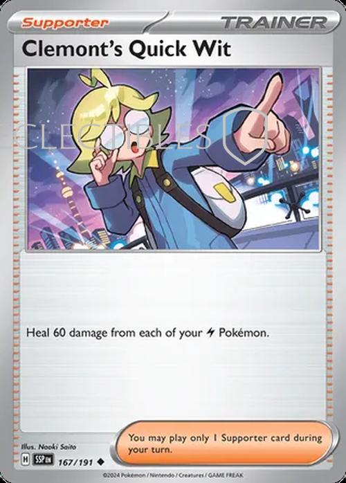 Pokemon Surging Sparks 167/191 Clemont's Quick Wit Reverse Holo