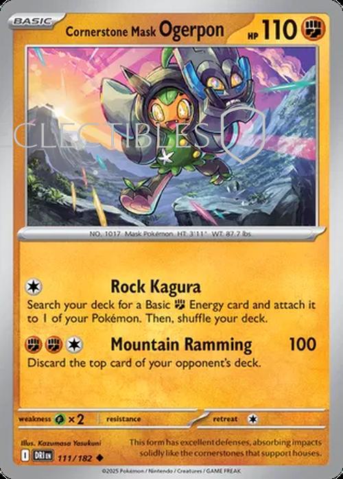 Pokemon Destined Rivals 111/182 Cornerstone Mask Ogerpon Reverse Holo