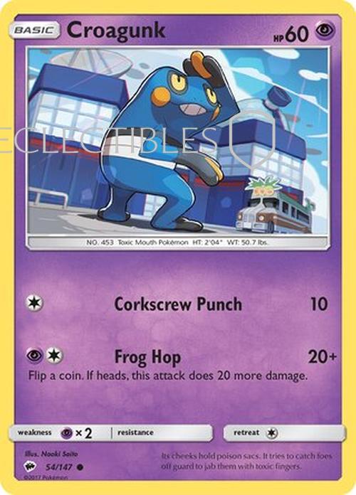 Pokemon Burning Shadows 054/147 Croagunk Reverse Holo