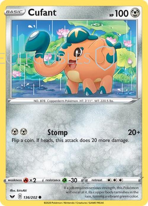 Pokemon Sword & Shield 136/202 Cufant  Reverse Holo