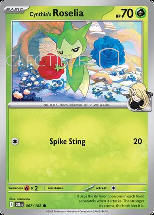 Pokemon Destined Rivals 007/182 Cynthias Roselia Reverse Holo