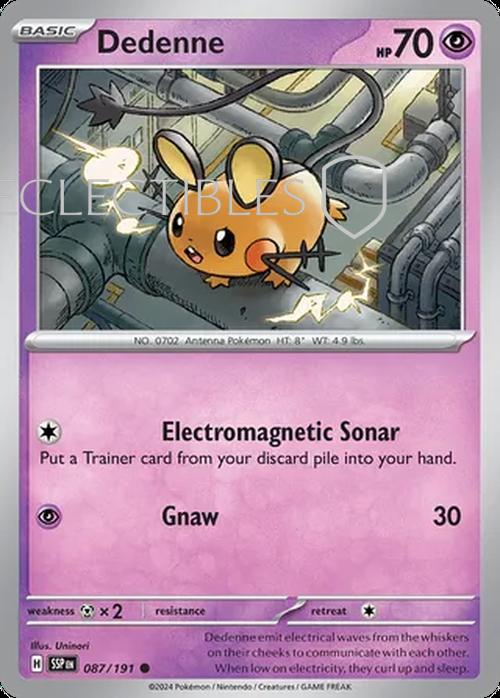 Pokemon Surging Sparks 087/191 Dedenne Reverse Holo