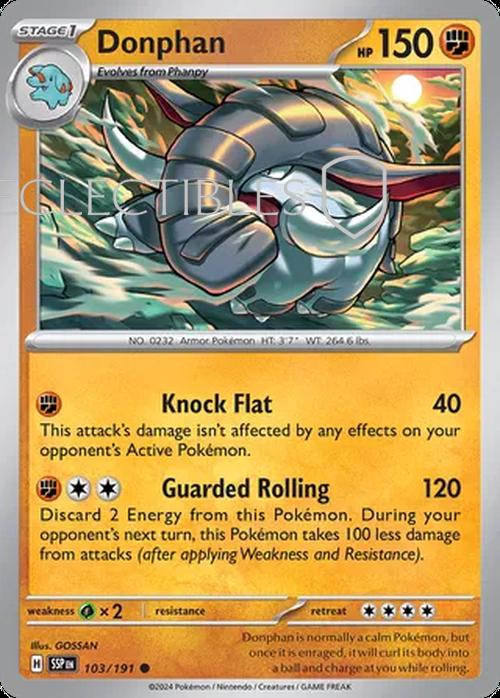 Pokemon Surging Sparks 103/191 Donphan Reverse Holo