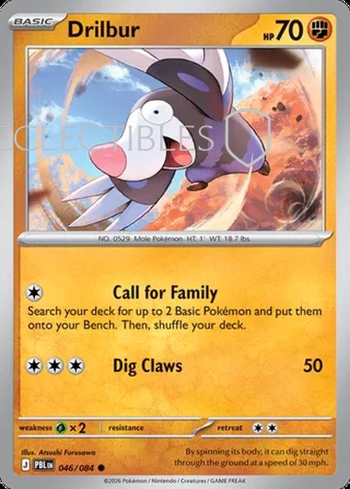 Pokemon pitch black 046/84 Drilbur Reverse Holo