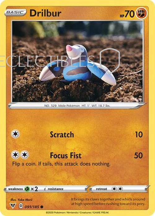 Pokemon Vivid Voltage 091/185 Drilbur Reverse Holo