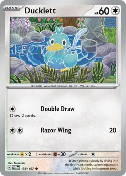 Pokemon Twilight Masquerade 139/167 Ducklett Reverse Holo
