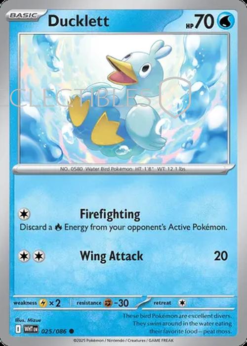 Pokemon White Flare 025/086 Ducklett Reverse Holo