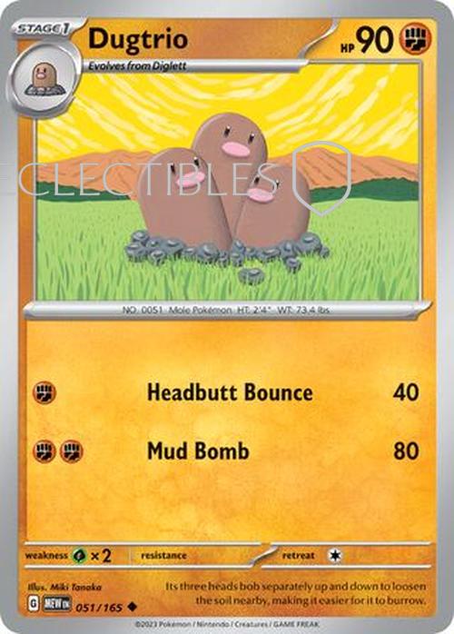 Pokemon Scarlet & Violet 151 051/165 Dugtrio  Reverse Holo