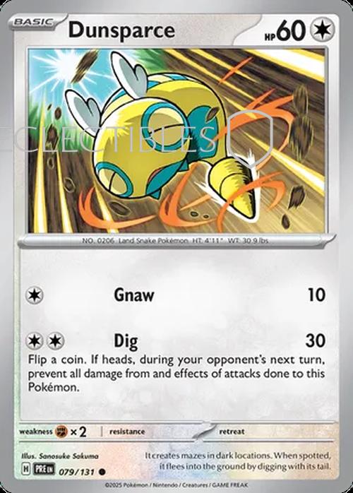 Pokemon Prismatic Evolutions 079/131 Dunsparce Reverse Holo