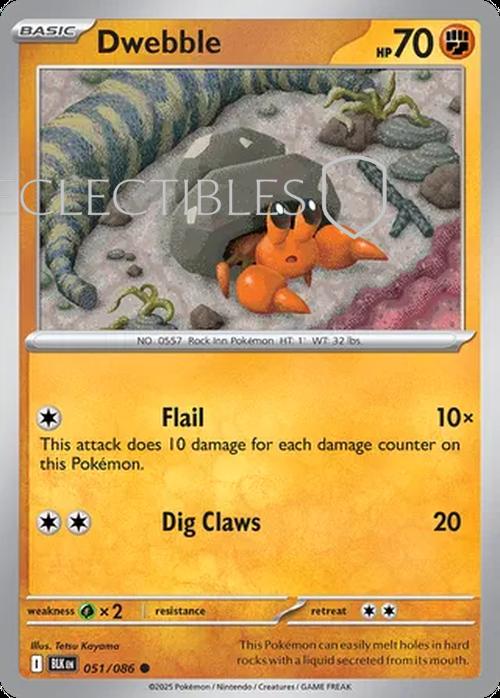 Pokemon Black Bolt 051/086 Dwebble Reverse Holo