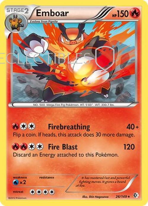 Pokemon Boundaries Crossed 026/149 Emboar Holo