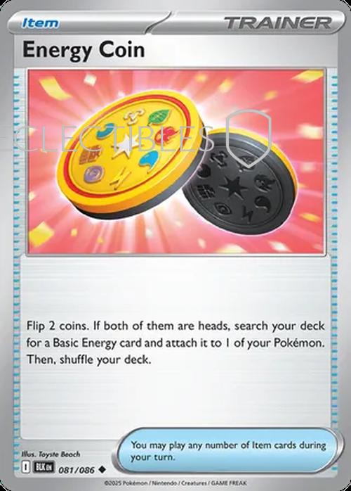 Pokemon Black Bolt 081/086 Energy Coin Reverse Holo