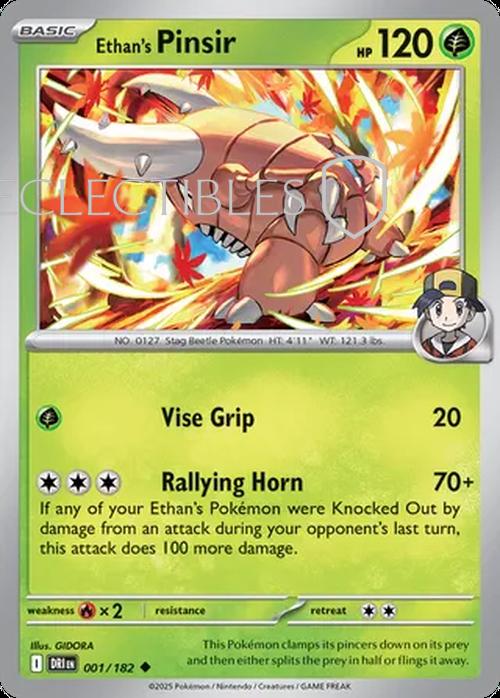 Pokemon Destined Rivals 001/182 Ethans Pinsir Reverse Holo