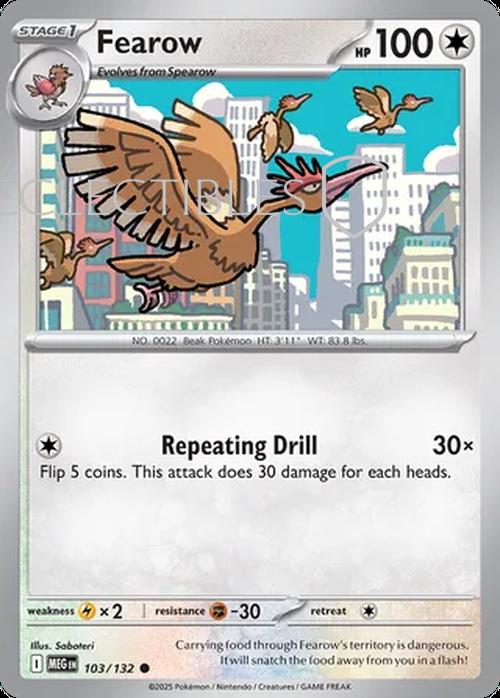Pokemon Mega Evolutions 103/132 Fearow Reverse Holo