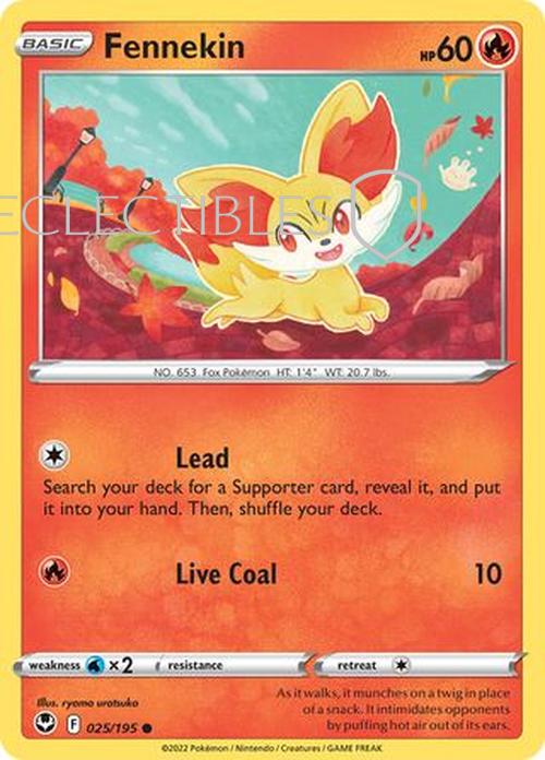 Pokemon Silver Tempest 025/195 Fennekin  Reverse Holo
