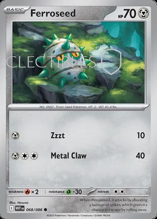 Pokemon White Flare 068/086 Ferroseed Reverse Holo