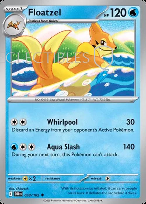Pokemon Destined Rivals 058/182 Floatzel Reverse Holo