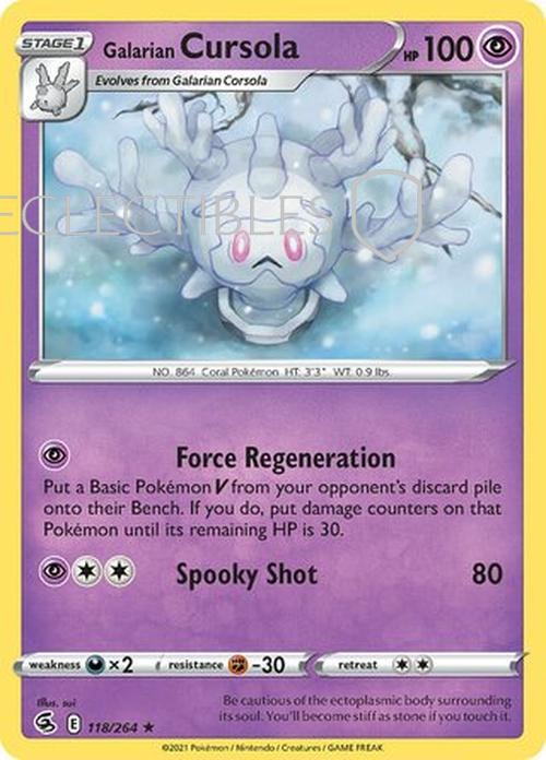 Pokemon Fusion Strike 118/264 Galarian Cursola  Reverse Holo