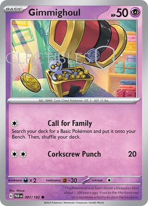 Pokemon Paradox Rift 087/182 Gimmighoul Reverse Holo