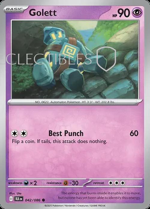 Pokemon Black Bolt 042/086 Golett Reverse Holo