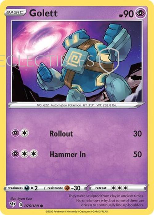 Pokemon Darkness Ablaze 076/189 Golett  Reverse Holo
