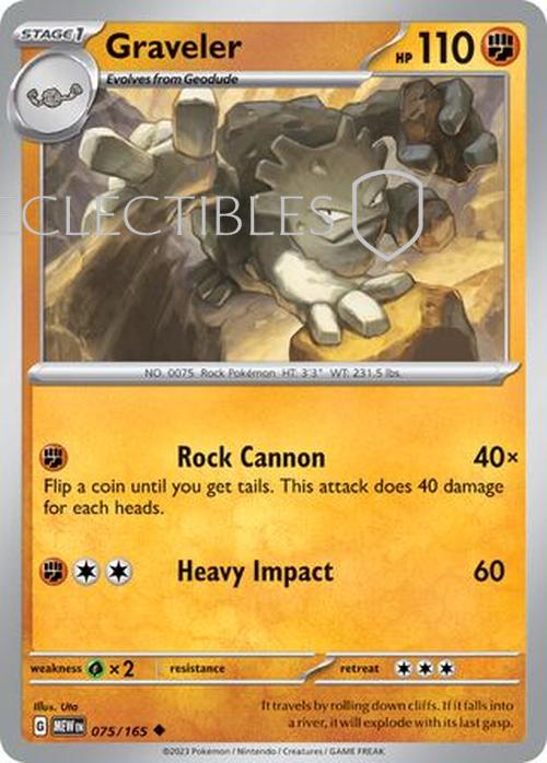 Pokemon Scarlet & Violet 151 075/165 Graveler  Reverse Holo