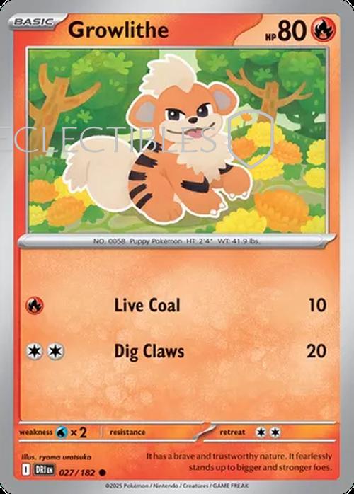 Pokemon Destined Rivals 027/182 Growlithe Reverse Holo