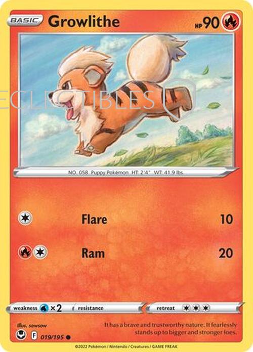 Pokemon Silver Tempest 019/195 Growlithe  Reverse Holo