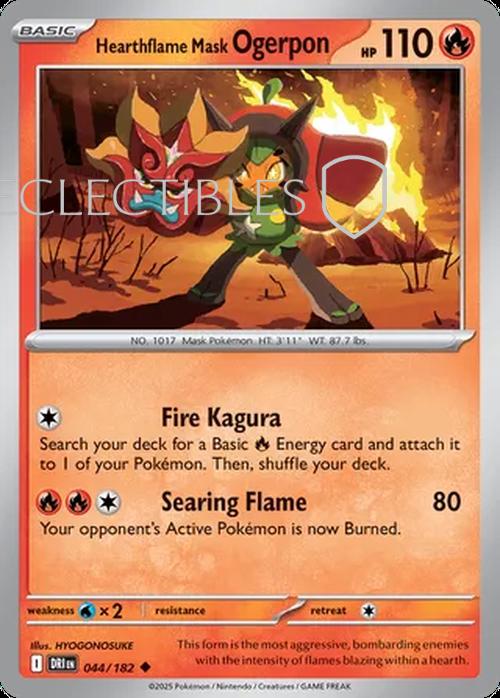 Pokemon Destined Rivals 044/182 Hearthflame Mask Ogerpon Reverse Holo