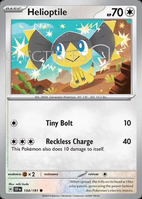 Pokemon Surging Sparks 154/191 Helioptile Reverse Holo
