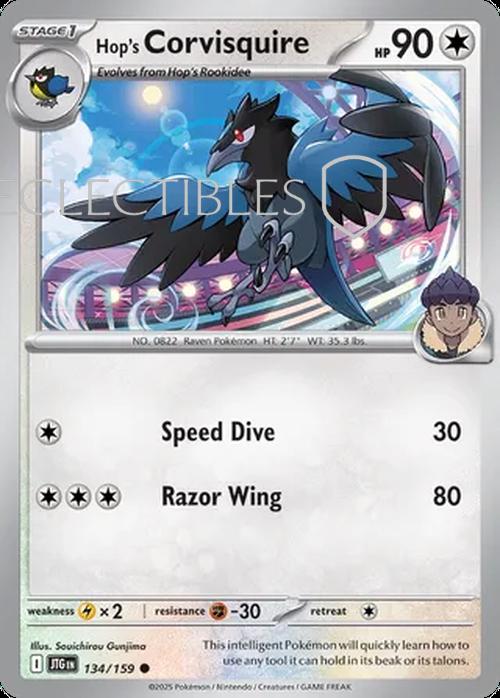 Pokemon Journey Together 134/159 Hops Corvisquire Reverse Holo