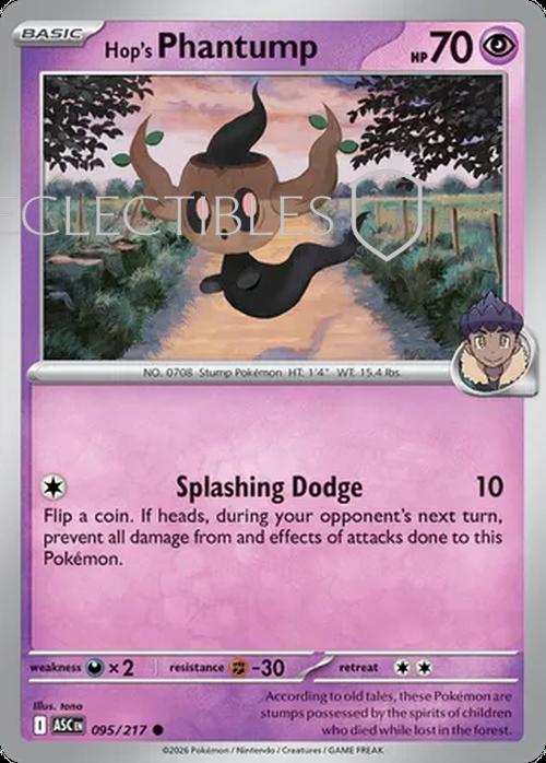 Pokemon Ascended Heroes 095/217 Hops Phantump Reverse Holo