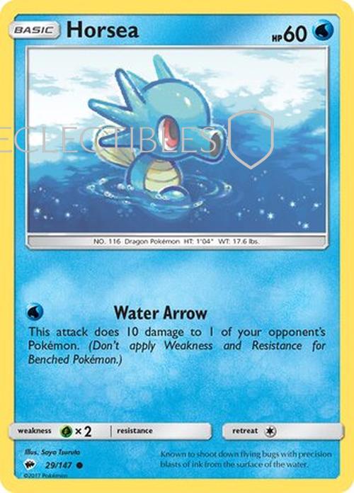 Pokemon Burning Shadows 029/147 Horsea Reverse Holo