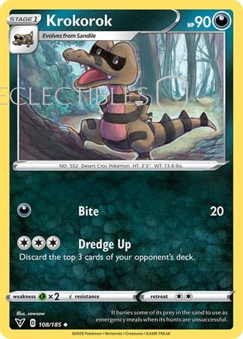 Pokemon Vivid Voltage 108/185 Krokorok Reverse Holo