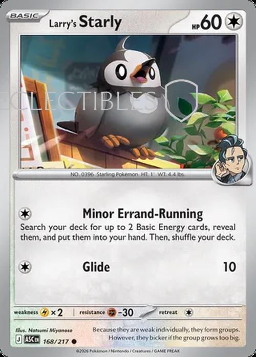 Pokemon Ascended Heroes 168/217 Larrys Starly Reverse Holo