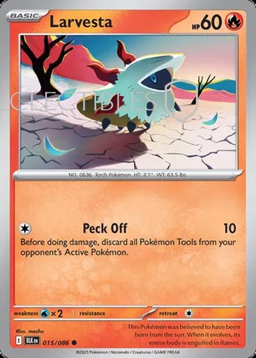Pokemon Black Bolt 015/086 Larvesta Reverse Holo