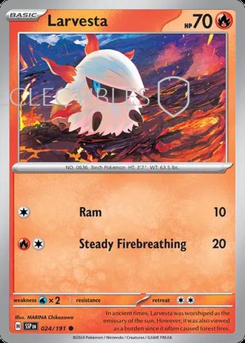 Pokemon Surging Sparks 024/191 Larvesta  Reverse Holo